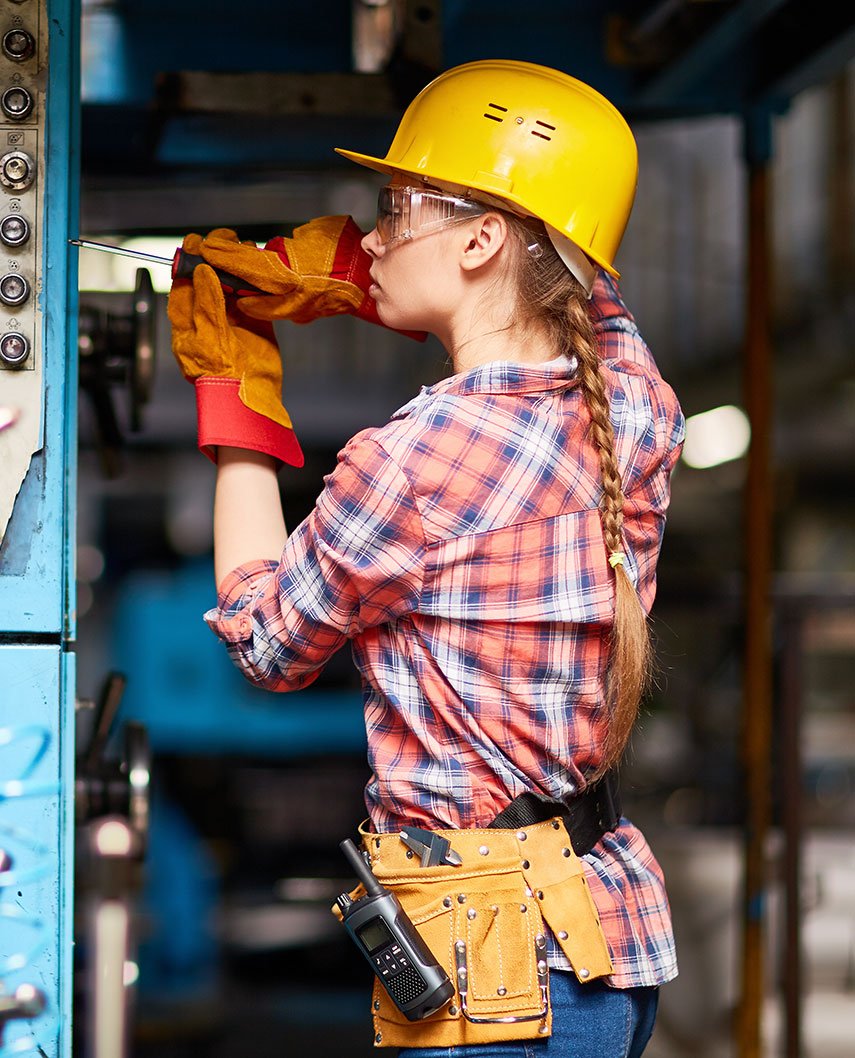 Woman fixing mechanical thing info-9